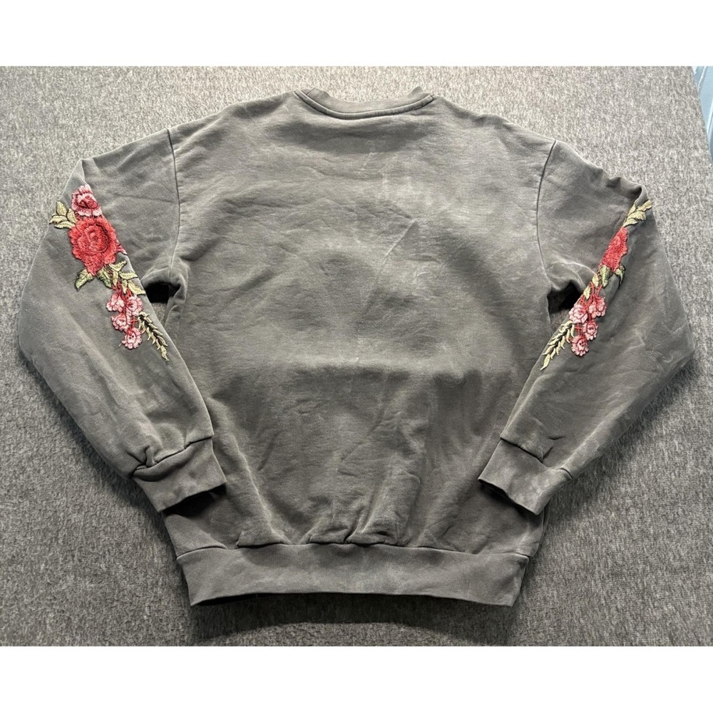 Gray Sweatshirt with Floral Embroidery